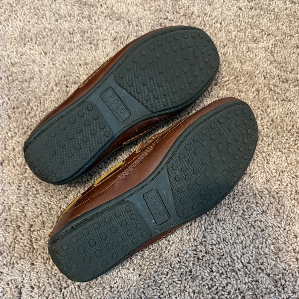 Polo by Ralph Lauren Men's Tan Leather Boat Shoes - Picture 5 of 5